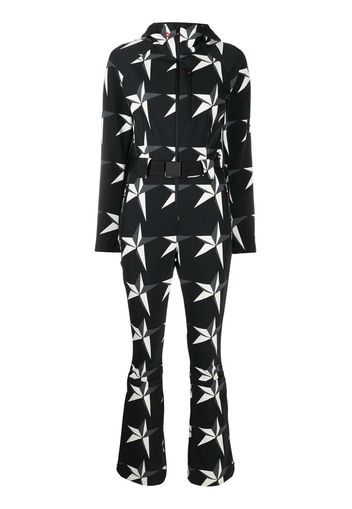 star print hooded jumpsuit