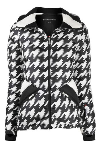 padded chevron jacket with houndstooth print