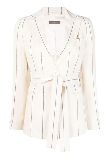 Peserico striped belted linen blazer - Neutrals