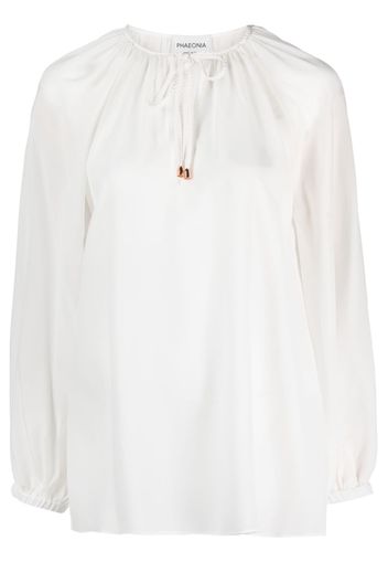 phaeonia self-tie silk blouse - White