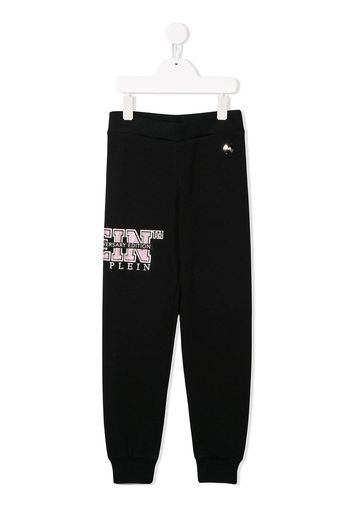 Philipp Plein Junior rhinestone logo track pants - Black