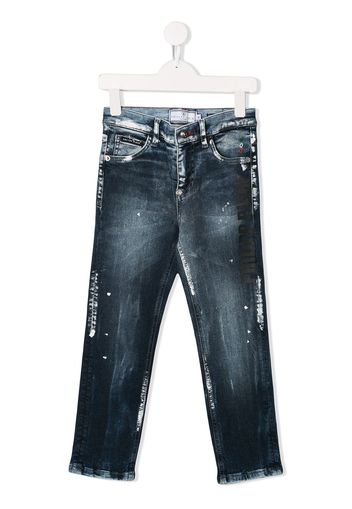 Philipp Plein Junior paint splatter jeans - Blue
