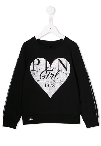 Philipp Plein Junior heart print sweatshirt - Black