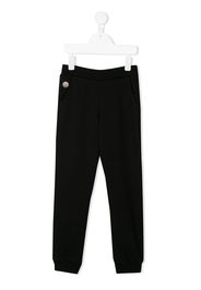 Philipp Plein Junior heart print studded track pants - Black