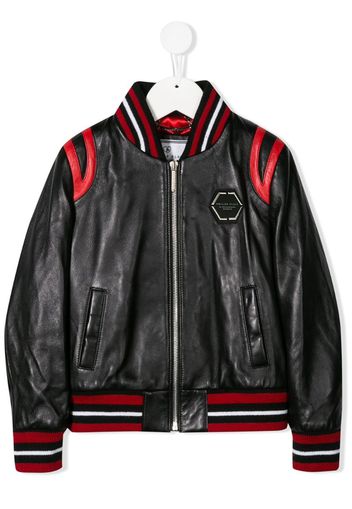 Space leather bomber jacket