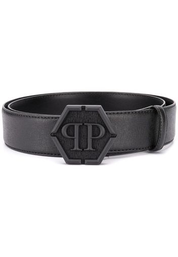 top-stitched leather belt