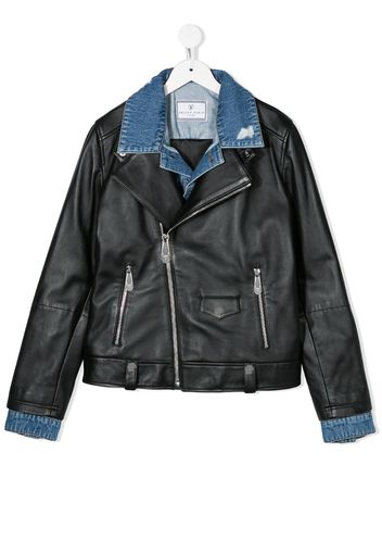 denim-collar biker jacket