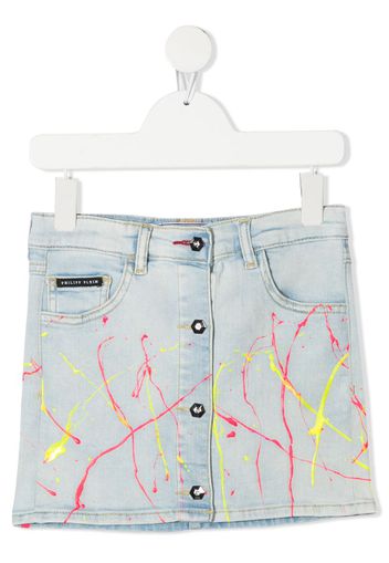 painted denim mini skirt