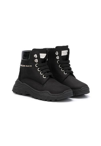 lace-up logo ankle boots