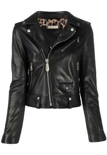 zipped biker jacket