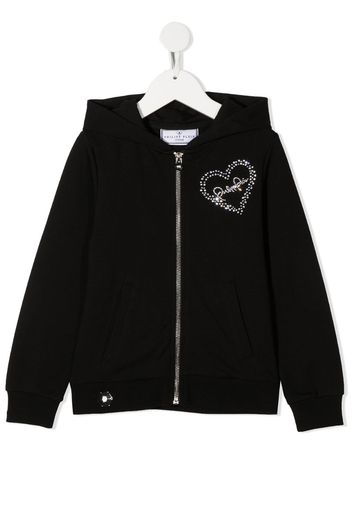 embellished logo zip hoodie