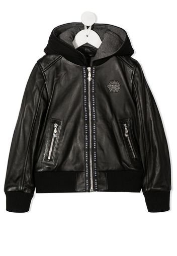 Institutional hooded bomber jacket