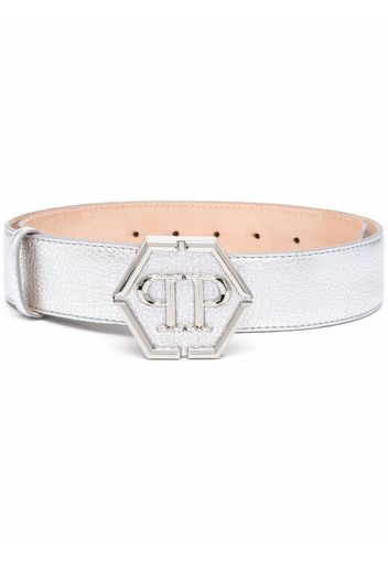 Philipp Plein logo-plaque metallic belt - Silver