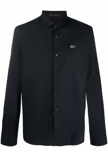 Philipp Plein logo-patch long-sleeve shirt - Black