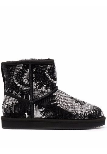 Philipp Plein embellished flat boots - Black