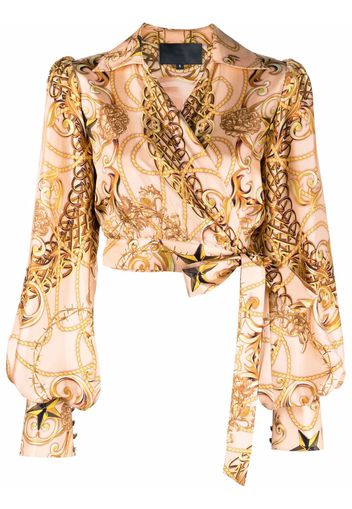 Philipp Plein new-baroque wrap silk blouse - Neutrals