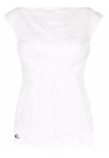 Philipp Plein scalloped lace blouse - Neutrals