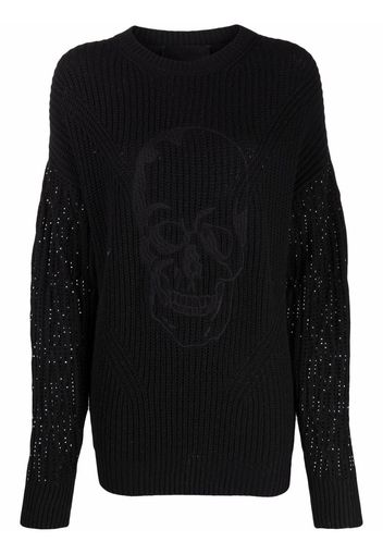 Philipp Plein crystal-embellished knitted jumper - Black