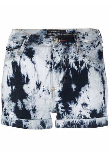 Philipp Plein bleached denim mini shorts - Blue