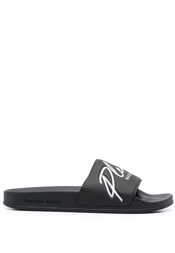 Philipp Plein embossed logo slides - Black