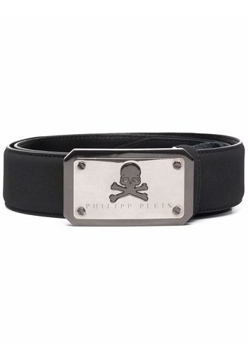 Philipp Plein logo-plaque leather belt - Black