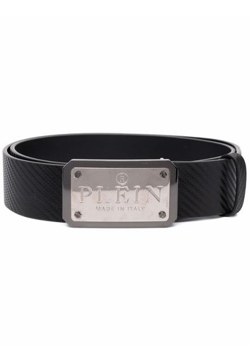 Philipp Plein logo-buckle leather belt - Black