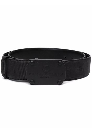 Philipp Plein logo-plaque leather belt - Black