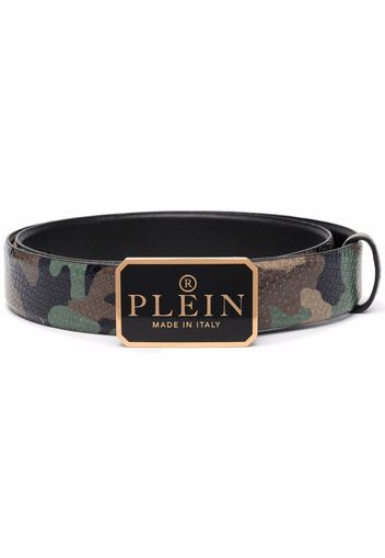 Philipp Plein snakeskin-effect leather belt - Black