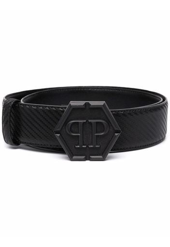 Philipp Plein Hexagon-logo buckle belt - Black