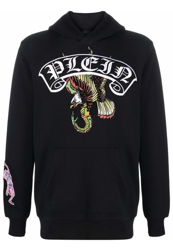 Philipp Plein logo-print pullover hoodie - Black