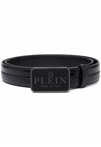 Philipp Plein logo-plaque leather belt - Black