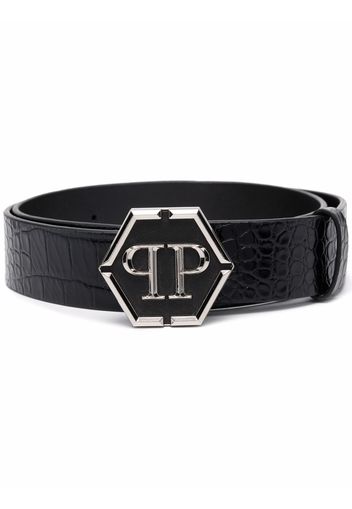 Philipp Plein Hexagon-logo buckle belt - Black