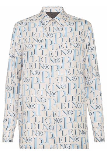 Philipp Plein all-over logo-print tailored shirt - Neutrals