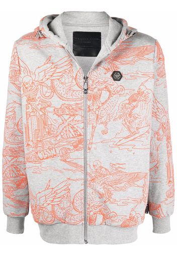 Philipp Plein skeleton-print track top - Grey