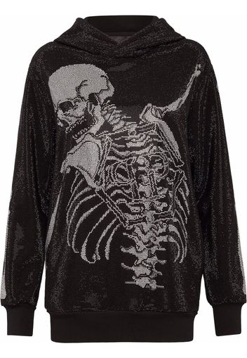 Philipp Plein rhinestone-embellished skeleton hoodie - Black