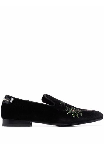 Philipp Plein Palm embroidered loafers - Black