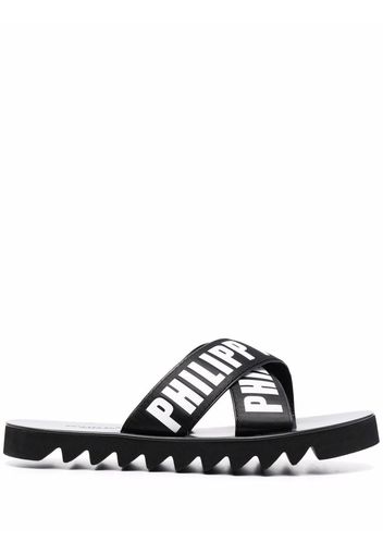 Philipp Plein TM Gummy leather slides - Black