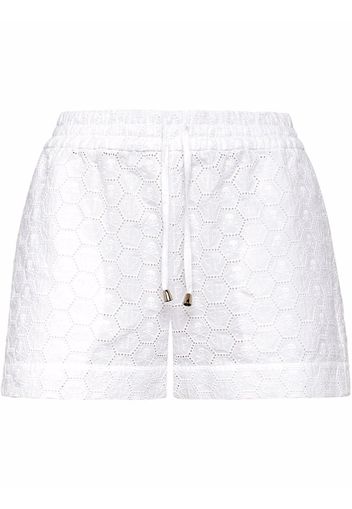 Philipp Plein logo-embroidered lace shorts - White