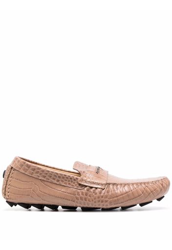 Philipp Plein pink leather moccasin - Neutrals