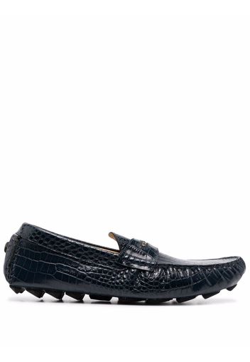 Philipp Plein lug sole leather moccasin - Blue