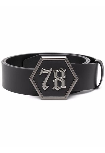 Philipp Plein gothic logo-buckle belt - Black