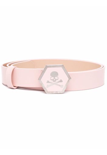 Philipp Plein skull-motif leather belt - Pink