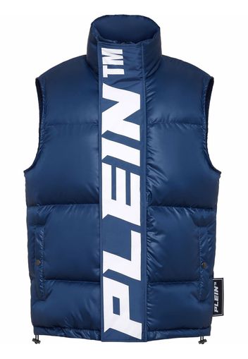 Philipp Plein padded high-neck logo gilet - Blue