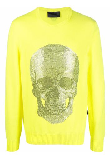 Philipp Plein Skull logo knitted sweater - Yellow