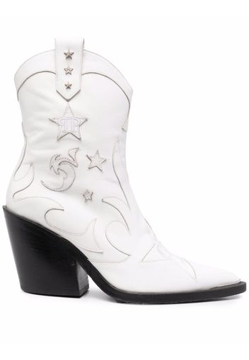 Philipp Plein stars-detail cowboy boots - White