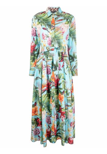 Philipp Plein floral-print shirt maxi dress - Green