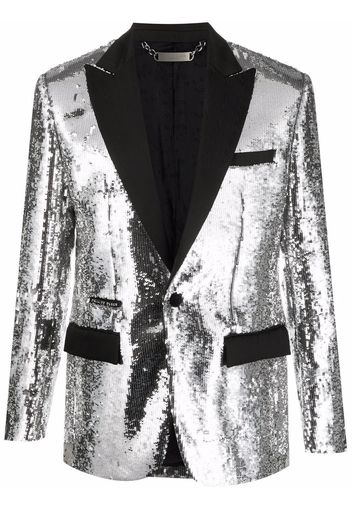 Philipp Plein sequin-embellished single-breasted blazer - Grey