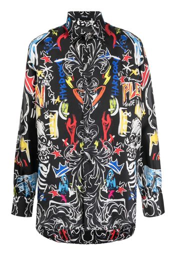 Philipp Plein all-over graphic-print shirt - Black