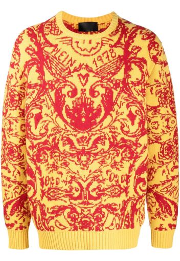 Philipp Plein intarsia-knit design jumper - Yellow