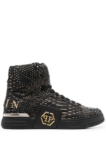 Philipp Plein snakeskin-effect high-top sneakers - Black